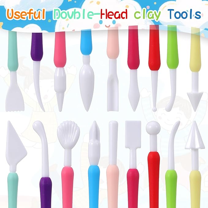 9PCS Polymer Clay Tools, Double-Head Air Dry Clay Tools with Easy-Grip Handles, Sculpting Tool for Pottery, Polymer, Air Dry Clays, Modeling, Shaping, Cake Decoration
