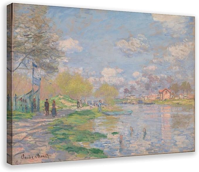CFIOZYOS 40+ Monet Famous Print Posters Spring by The Seine by Claude Monet Impressionism Poster for Teen Boys Room Wall Art Canvas Painting Print Frame 24×36inch(60×90cm)