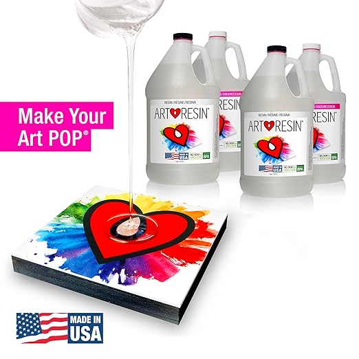 ArtResin Epoxy Resin – High-Gloss Clear Coat for Artwork - 4 gal (2 gal Resin + 2 gal Hardener) (15.14L)