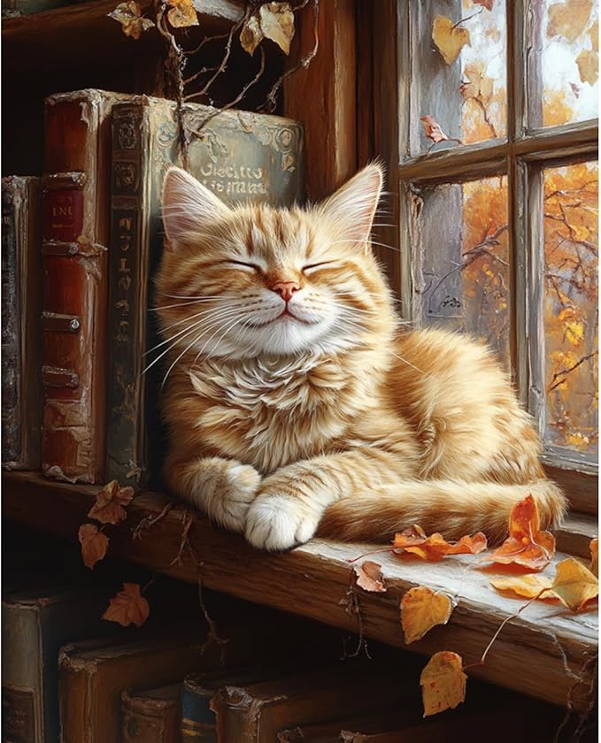 obterie Cat Paint by Numbers Kit for Adults Beginner Books Oil Painting Kit Adult Paint by Number Kits on Canvas DIY Painting for Beginners Art by Numbers for Gifts Home Wall Decor 16x20 Inch