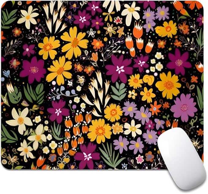 Falling for You Plum Floral Texture Mouse pad, Square Waterproof and Anti Slip Mouse pad for Office laptops