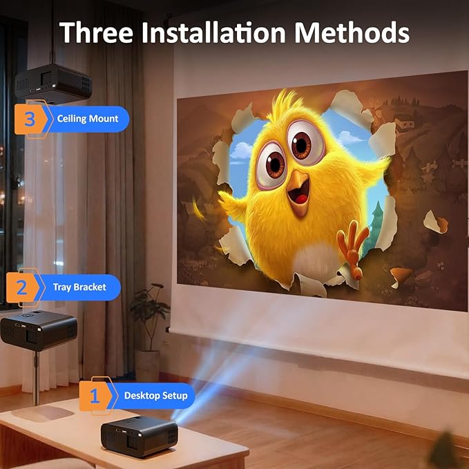 P7 Pro Projector,Smart Projector with WiFi and Bluetooth, Built-in Apps, Auto Focus & Keystone,Native 1080P Support, Portable Outdoor Mini Projector