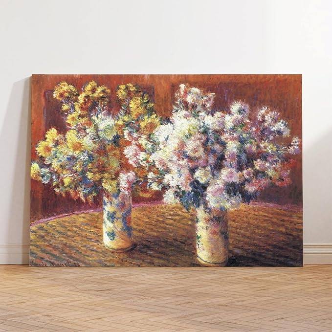 CFIOZYOS 40+ Monet Famous Print Posters Two Vases with Chrysanthems by Claude Monet Impressionism Canvas Wall Art Print Poster For Home School Office Decor Unframe 16×24inch(40×60cm)