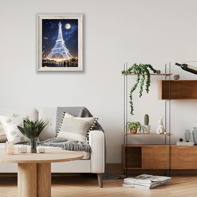 Mosaflare 5D Diamond Painting Kits for Beginners, Eiffel Tower Diamond Art Kits for Adults, DIY Landscape Full Round Drill Paint by Diamonds Dot Gem Art for Adults, Home Wall Decor 12x16 Inch