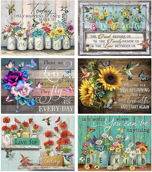 6 Pack Diamond Painting Kits - Adult Beginner DIY Diamond Art with Diamonds, Drill Paintings - Gem Crafts for Wall Decor 11.8x15.7in