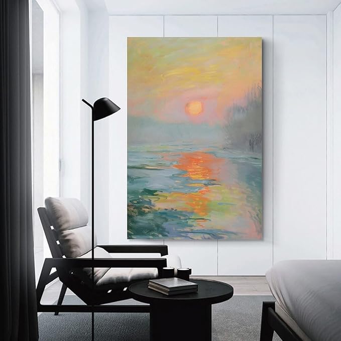Vintage Canvas Wall Art Monet Impressionist Oil Painting Print Sunrise Living Room Decor_upscayl_4x_realesrgan-x4plus Canvas Poster Wall Art Picture Prints Hanging Photo Gift Idea Decor Home Posters A