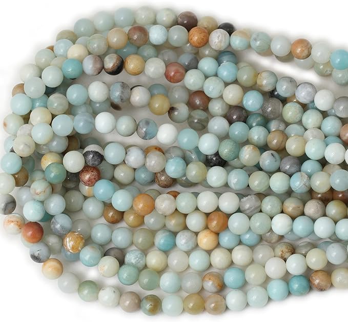 45PCS 8mm Natural Mix Color Amazonite Gemstone Round Loose Beads Stone Beads for Jewelry Making DIY 1 Strand 15"