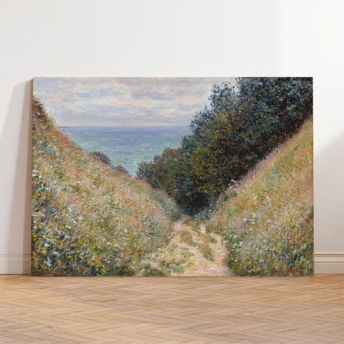 40+ Monet Famous Print Posters Road at La Cavée, Pourville by Claude Monet Impressionism Poster Print for Room Aesthetics Canvas Wall Art Print Unframe 16×24inch(40×60cm)
