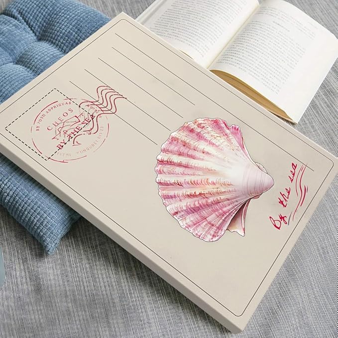 Framed Vintage Watercolor Ocean Beach Coastal Pink Seashell Postcard Preppy Canvas Wall Art Cheos By The Sea Print Painting Poster Aesthetics Pictures Boho Decor for Living Room Bedroom 24x36inch