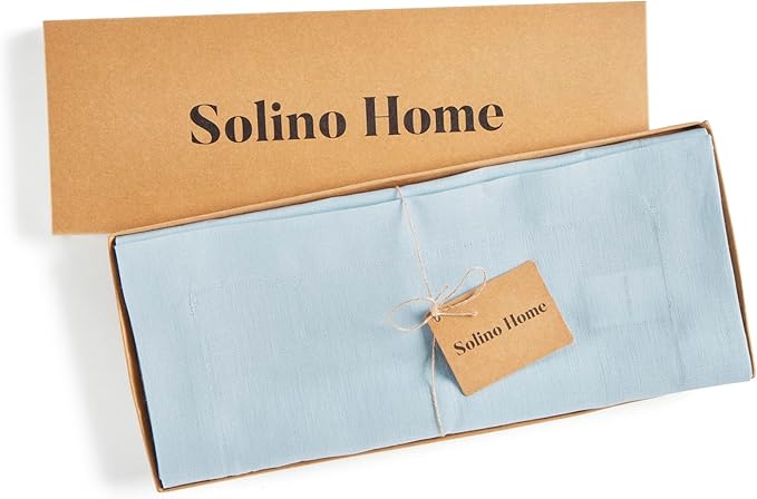 Solino Home Linen Ice Water Table Runner 72 Inches Long - 100% Pure Linen 14 x 72 Inch Table Runner for Spring, Easter - Fete