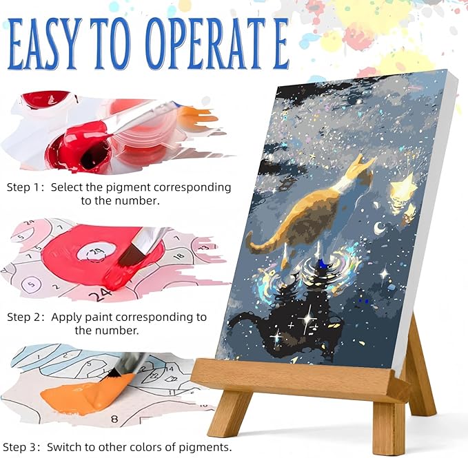 JYXSJYYD Paint by Numbers Kit for Adults Beginner, Kitten Paint by Number Kits Canvas Without Framed,Animal DIY Acrylic Oil Painting Adults Paint by Numbers Kits for Home Wall Decor 16x20 Inch
