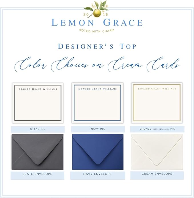 Co Personalized Mens Stationery Set, Professional Stationery Note Cards with Envelopes, Monogrammed Cards with Border and Name, Office Stationary Set for Men, Monogram Note Card, AS-1807