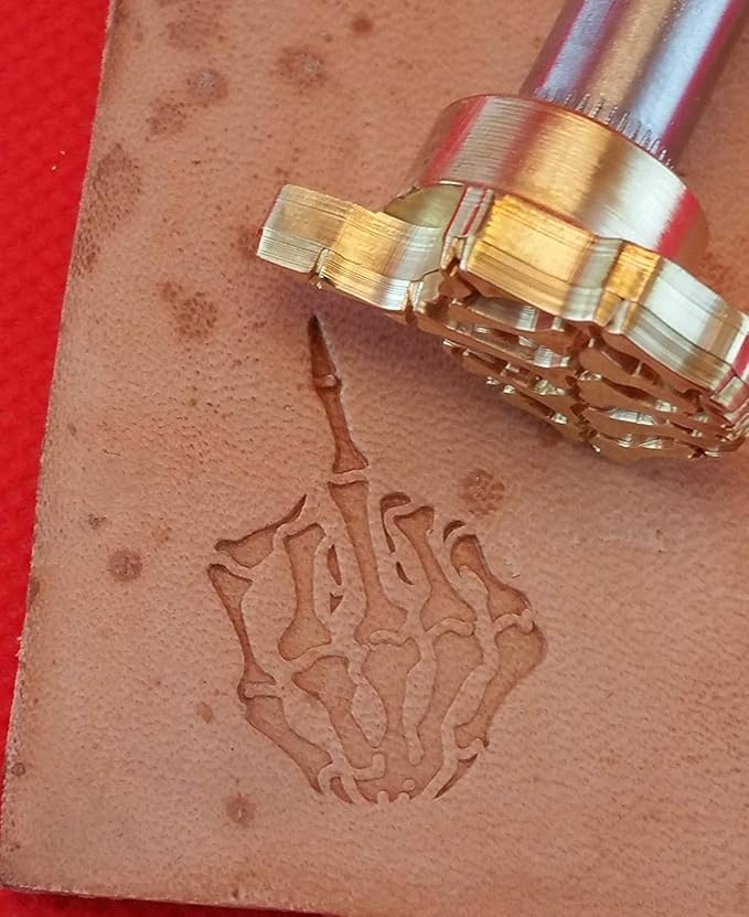 DandS ltd Leather Stamp Tool, Skull Finger, Professional Steel Craft Tool for Leatherworking, Embossing, Carving & Stamping Leather Projects, Belts, Wallets & DIY Projects Compatible with Mallet #46