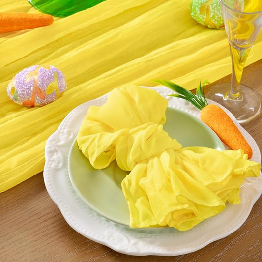 20 Pack Lemon Yellow Cheesecloth Napkins Spring Cloth Napkins Set of 20 Yellow Dinner Napkins Bulk 21x21 Inches for Wedding Bridal Shower Baby Shower Valentine's Day