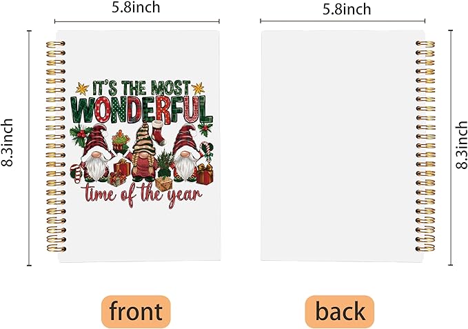 Gnome Christmas Notebook, It's the Most Wonderful Time of the Year Christmas Journal, Gnome Gifts, Christmas Office Gifts for Coworkers, Christmas Spiral Notebook 5.5x8.3 Inch