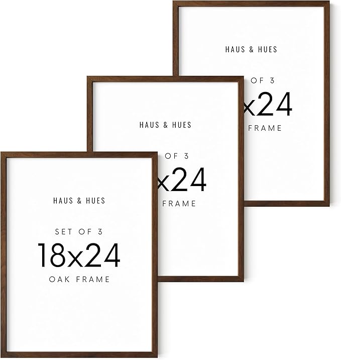 HAUS AND HUES Standalone Walnut Oak Frame Set of 3-18x24