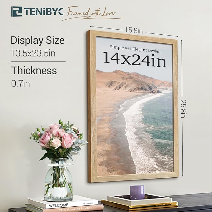 Picture Frame 4 Pack - Solid Wood Poster Photo Frame - Woodgrain Series - Room, Office, Gallery, Studio Display - Wall Hanging