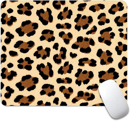 Square Mouse Pad Leopard Pattern, Personalized Premium-Textured Custom Mouse Mat Design, Washable Mousepad Cloth, Non-Slip Rubber Base Computer Mouse Pads for Wireless Mouse