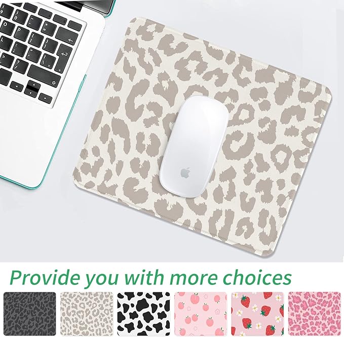 Seorsok Grey Leopard Mouse Pad, Mouse Mat Square Waterproof Mouse Pad Non-Slip Rubber Base Mouse Pads for Office Laptop,9.5"x7.8"x0.12" Inch