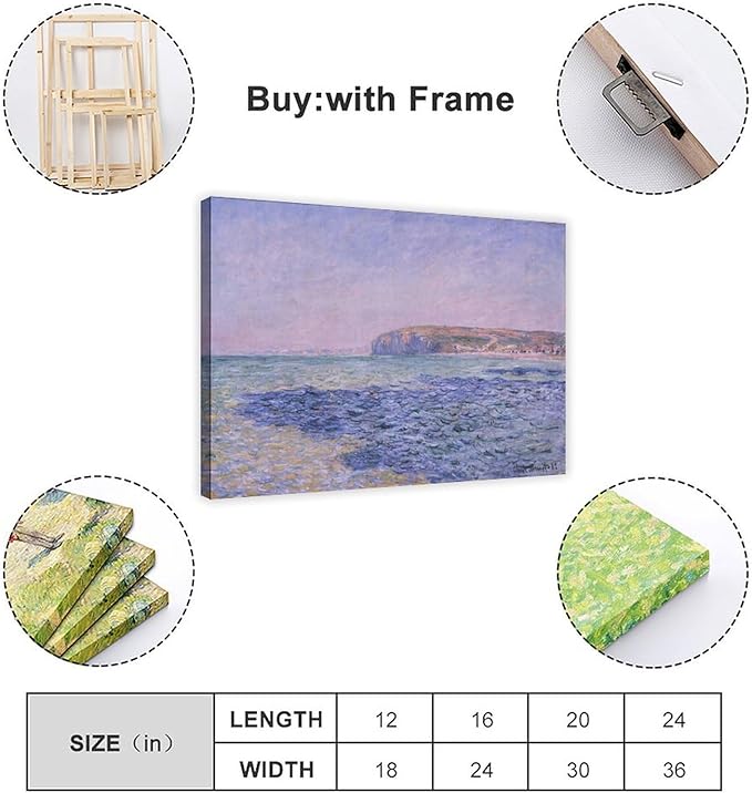 CFIOZYOS 40+ Monet Famous Print Posters Shadows on The Sea. The Cliffs at Pourville by Claude Monet Impressionism Canvas Wall Art Print Poster For Home School Office Decor Frame 16×24inch(40×60cm)