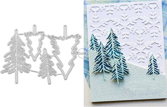 DzIxY Shadow Pine Trees Metal Cutting Dies for Card Making Kit Embossing Paper Die Cuts Set Scrapbook Stencils Supplies Machine Templates
