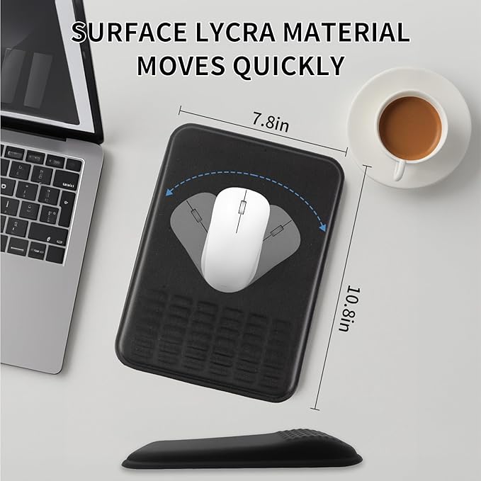 Ergonomic Mouse Pad with Wrist Rest Set, Super Soft Memory Foam Relief-Pain for Computer Keyboard, Non-Slip Arm Palm Rests Cushion PU Base for Office and Home (Classic Gray)