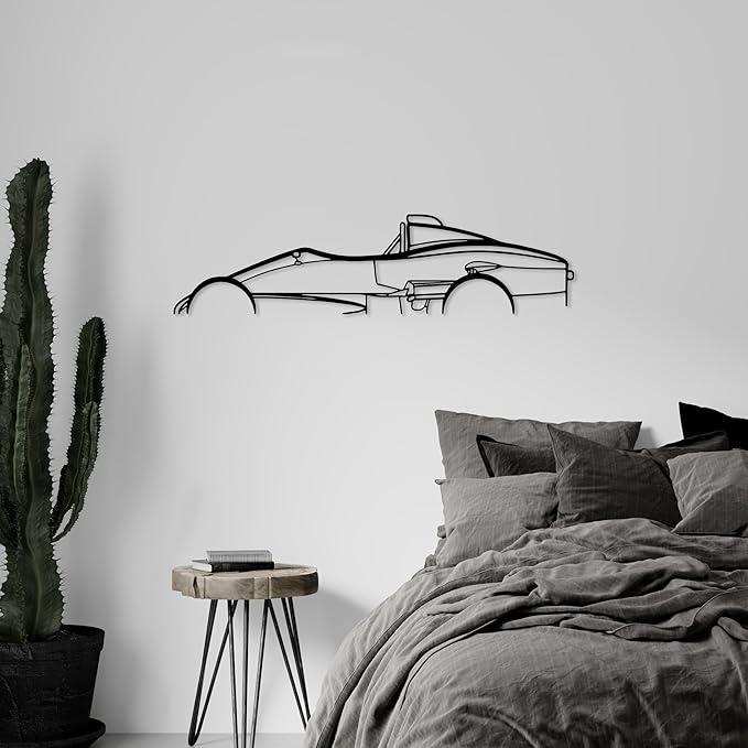 DecoSoul Formula 1 Metal Wall Art, F1 Race Car Metal Silhouette, Minimalist Sculpture for Office, Black - 35 x 8' inch