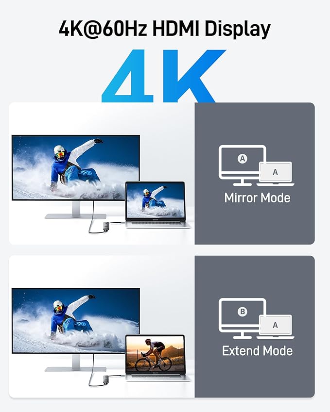 Acer USB C Hub, 7 in 1 USB-C to HDMI Multiport Adapter 4K@60Hz, 100W PD, 2 USB A 3.1 + Type-C 3.1 5Gbps Data, SD Card Reader, USBC Dongle Compatible with Acer/Dell XPS/HP/Mac/Surface etc