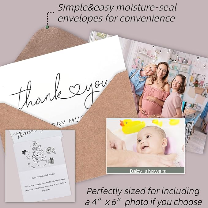 Thank You Cards with Envelopes, 20 Pack bulk White Thank You Cards 4 x 6 Inch, Thank You Notes for Wedding,Bridal Shower, Business, Baby Shower, Small Business, Graduation Opening Ceremony New Year