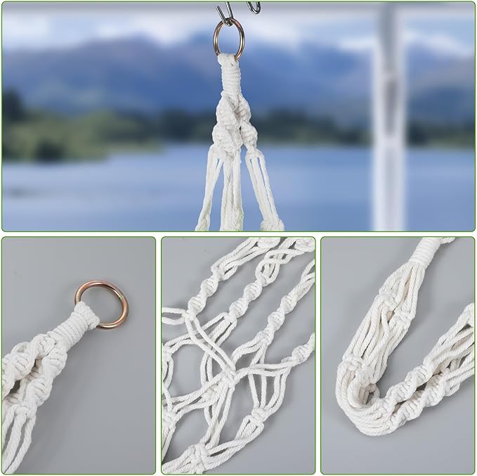 2Pcs Macrame Plant Hanger Indoor, for up to 4 Inch Pot Hanging Plant Holder for Indoor Outdoor, 23.6 Inch Tassel Hanging Planter Basket, Boho Pot Holder for Home Decor (White)