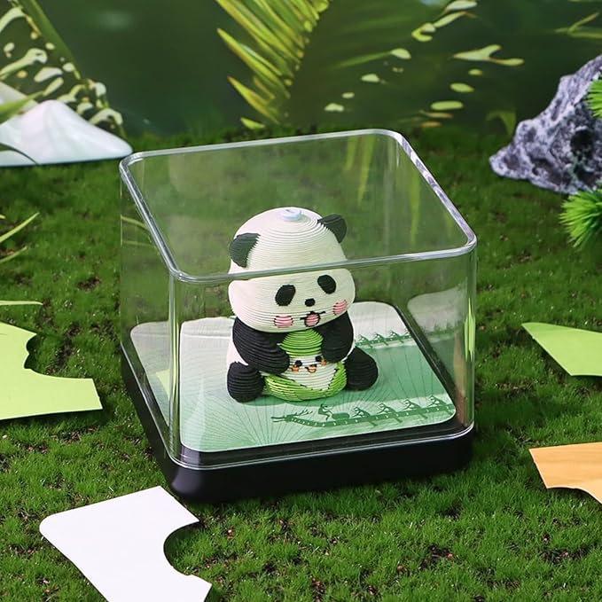 3D Time Piece Calendar 2026 3D Tear Away Art Memo Pad Notepad Desk Calendar with Light,3D Art Calendar Desktop Decoration Gift for Christmas (Cute Panda)