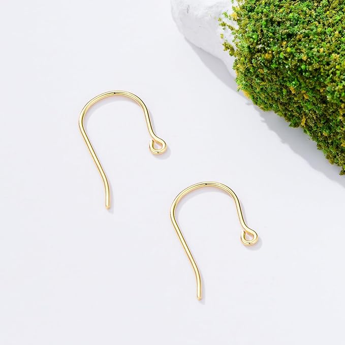 14K Real Gold Earring Hooks for Jewelry Making Fish Hooks 14K Yellow Gold Earring Findings for Earrings Jewelry Making(Style 5)