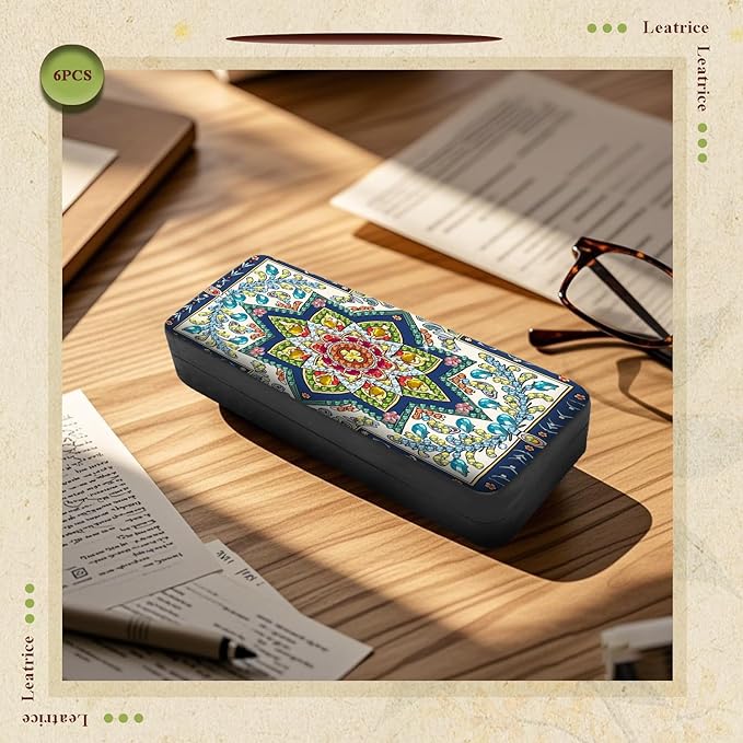 Leatrice 6pcs 5d Diamond Art Kits for Adults Small Diamond Painting Kit Eyeglass Case Hard Shell Gem Art Paint by Diamonds Dots DIY for Beginner Women