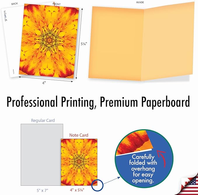 The Best Card Company - 10 Assorted Flower Cards Blank (4 x 5.12 Inch) - All Occasion Floral Greetings Boxed - Bloomoscopic M6033