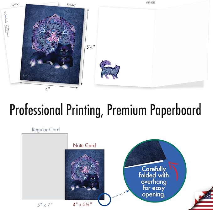 The Best Card Company - 20 Assorted Blank Notecards Bulk Box Set 4 x 5.12 Inch with Envelopes (10 Designs, 2 Each) - Celtic Totem AM10207OCB-B2x10