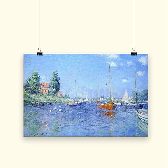 CFIOZYOS 40+ Monet Famous Print Posters Red Boats, Argenteuil by Claude Monet Impressionism Canvas Poster Wall Art Print Bedroom Decor Office Room Kitchen Decor Gift Unframe 24×36inch(60×90cm)
