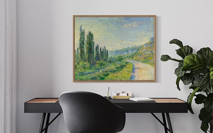 La Route De Vétheuil Claude Monet Wall Art Print Poster, Impressionist Painting Wall Art Wall Decor, for Bedroom and Living room Bathroom Decor 115 (La Route De Vétheuil, 8 x 10 inches, Wood Frame)