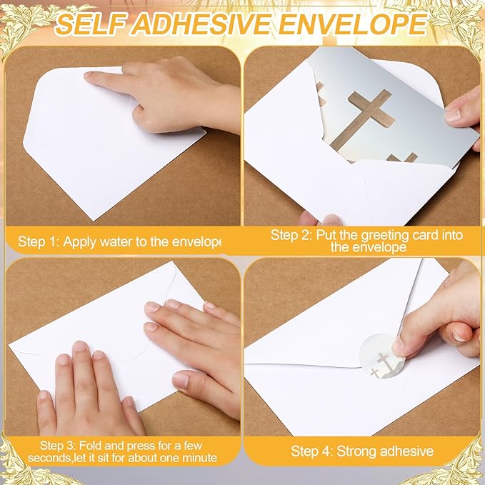 100 Pcs Blank Greeting Cards 4x6, Religious Stationery with Cross Design, 10 Designs, Ideal Stationary Set for All Occasions, Note Cards with Matching White Envelopes and Stickers