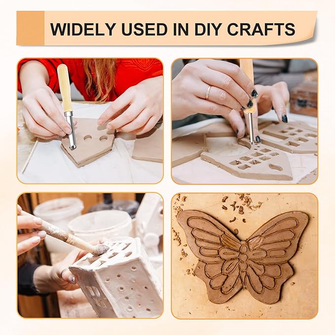 eZAKKA Clay Tools, Sculpting Tools, Pottery Tools and Supplies for Clay Ceramic Production, Carving Modeling, 4+1 Pcs