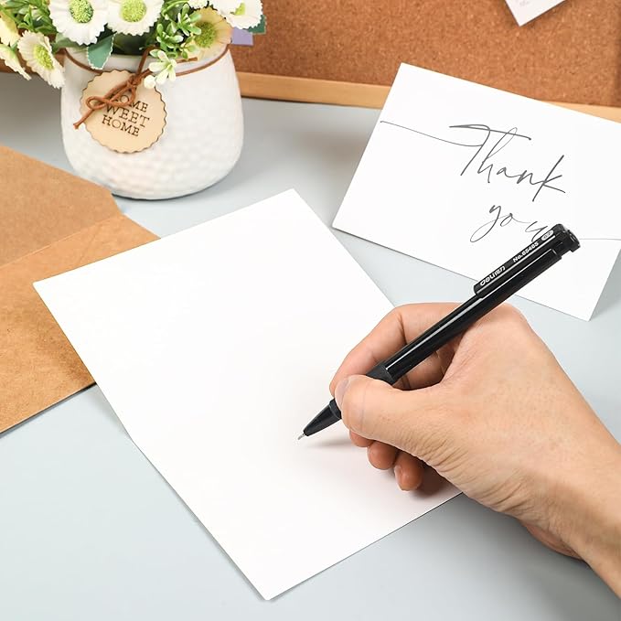 miikoul 100 Pieces Thank You Cards with Kraft Envelopes & Stickers 4x6 Inch Minimalistic Design Bulk Thank You Note for Graduation, Baby Shower, Wedding,Business, Doctor,Teachers