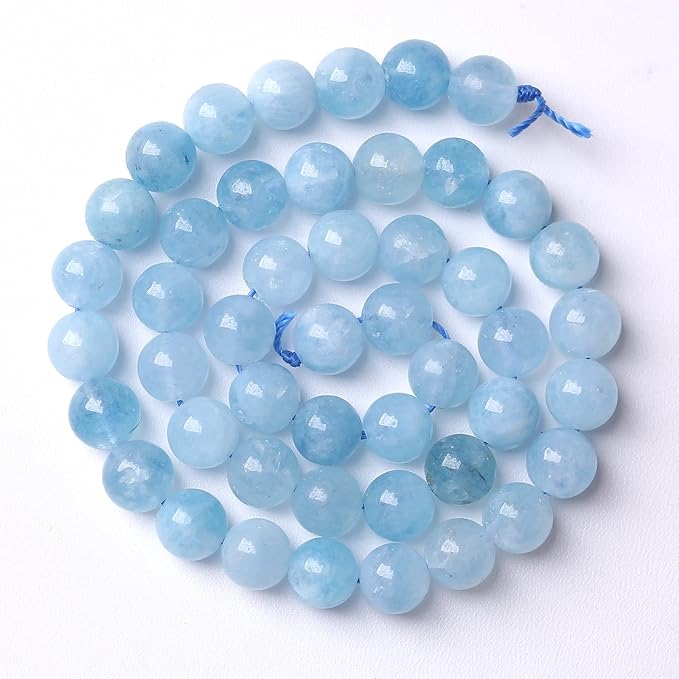 45PCS 8mm Natural Aquamarine Jade Beads Round Loose Spacer Stone Beads for Jewelry Making for Jewelry Making DIY Bracelet Necklace 15 Inch,Energy Stone Healing Power (8mm, Aquamarine Jade)