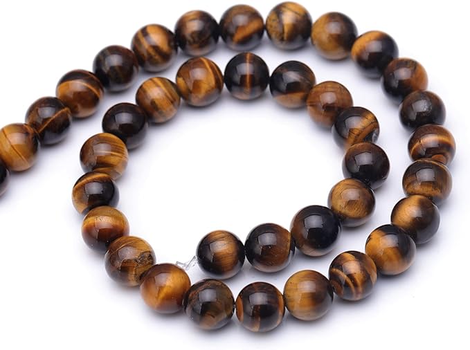 Youngbling Natural Gemstone Beads for Jewelry Making,10mm Tiger Eye Polished Round Smooth Stone Beads,Genuine Real Stone for Bracelet Necklace 15 Inch(Tiger Eye,10mm)