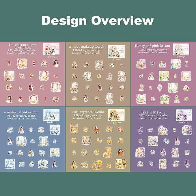 Cozy Home PET Stickers Set, 120PCS Vintage Girl and Room Aesthetic Stickers for Journaling, Scrapbooking, Planners and DIY Crafts