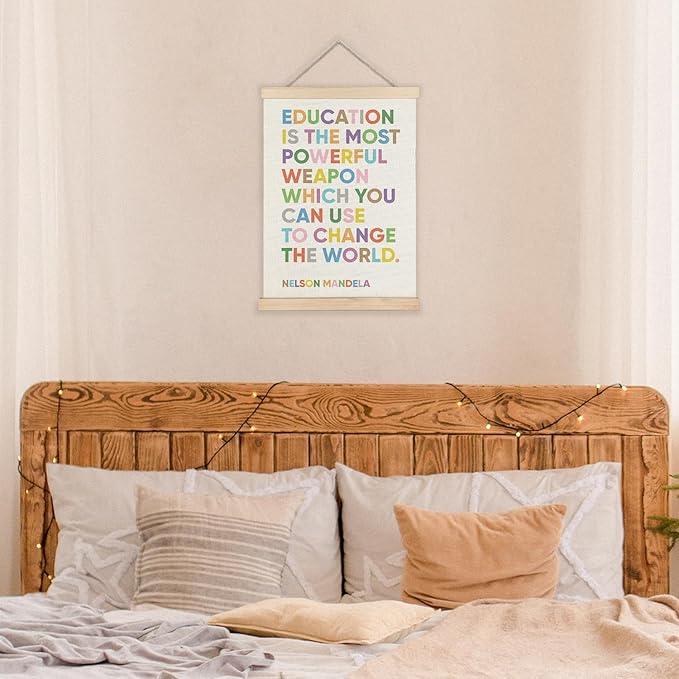 LUVADIAN Inspirational Wall Decor for Classroom, Classroom Wall Decor, Education Quote Wall Art for Classroom School Decor, Education is the Most Powerful Weapon Poster Hanger Frame, 12x16 Inches