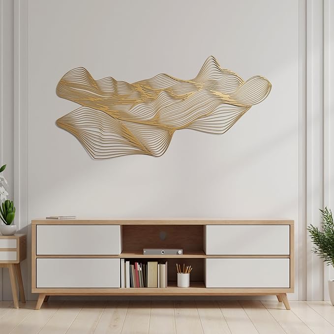 NEODECO Sand Dune Metal Wall Art - Minimalist & Desert Nature Decor, Abstract Line Art - Bedroom & Office Decor, Housewarming Gift, Large Wall Art
