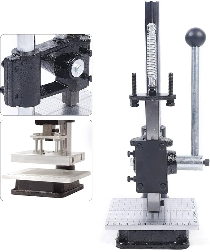 WATEBATH Leather Imprinting Machine Device Embossing Stamp Press Logo Embossing Leather Stamp Hole Punching DIY Logo Bronzing Tool Cutting Stitching Kit with Scale Board