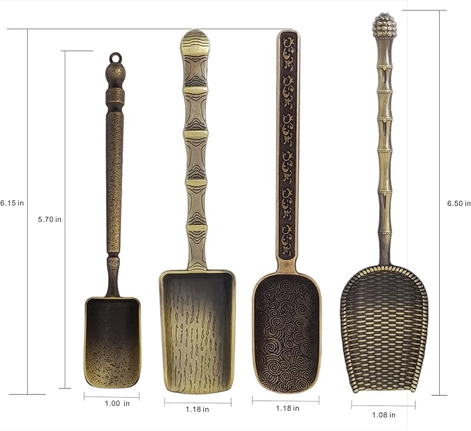 Coffee Scoop Alloy Retro Tea Scoop For Loose Tea Vintage Measuring Spoons Home Decor,set of 8