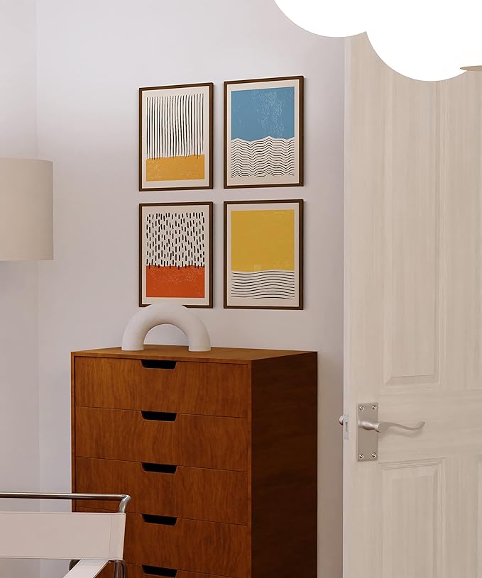 HAUS AND HUES 11x14 Walnut Oak Frame Set of 4 - Wooden Poster Holders, Rustic Gallery Wall Display