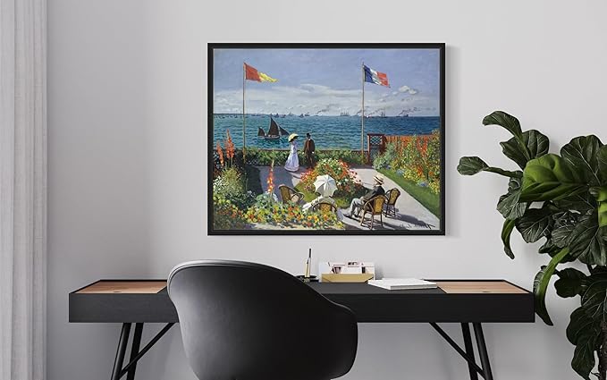 Garden at Sainte Claude Monet Wall Art Print Poster, Impressionist Painting Wall Art Wall Decor, for Bedroom and Living room Bathroom Decor 115 (Garden at Sainte, 16 x 20 inches, Black Frame)