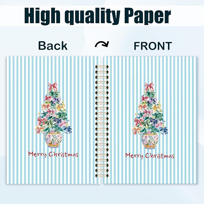 Chinoiserie Christmas Tree Spiral Notebook, Coquette Grandmillennial Christmas Journal for School Office Supplies, Preppy Xmas Aesthetic Holiday Hardcover Journal 5.5x8.3 Inch